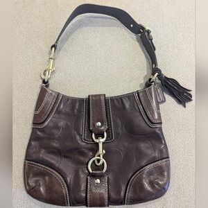 Coach Hamptons Embossed Leather Shoulder Bag